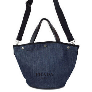 Prada Denim Leather Tote Bag